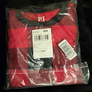 "CHILDREN'S PLACE" RED/BLACK BUFFALO PLAID THERMAL PAJAMA SET - SIZE 7 [NWT]